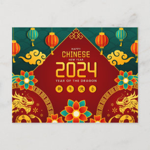 Happy Chinese New Year Of The Dragon 2024 Postcard