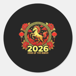 Happy Chinese New Year Of The Fire Horse Chinese Z Classic Round Sticker