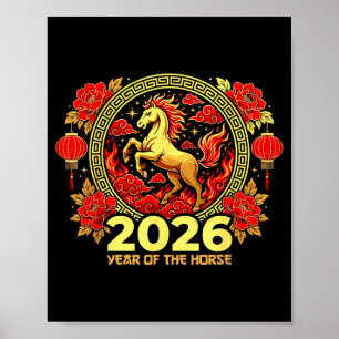 Happy Chinese New Year Of The Fire Horse Chinese Z Poster