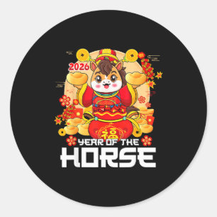 Happy Chinese New Year Of The Horse 2026 Lunar New Classic Round Sticker