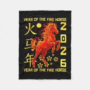 Happy Chinese New Year Of The Horse 2026 Lunar New Fleece Blanket
