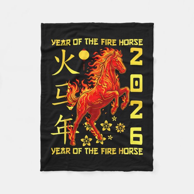 Happy Chinese New Year Of The Horse 2026 Lunar New Fleece Blanket (Front)