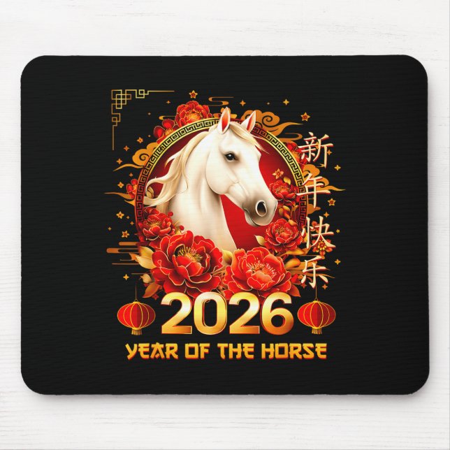 Happy Chinese New Year Of The Horse 2026 Lunar New Mouse Mat (Front)