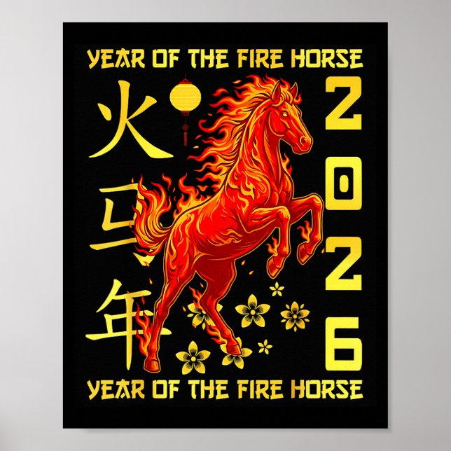 Happy Chinese New Year Of The Horse 2026 Lunar New Poster (Front)