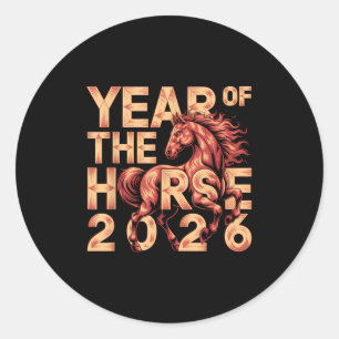 Happy Chinese New Year Of The Horse 2026 Lunar Zod Classic Round Sticker