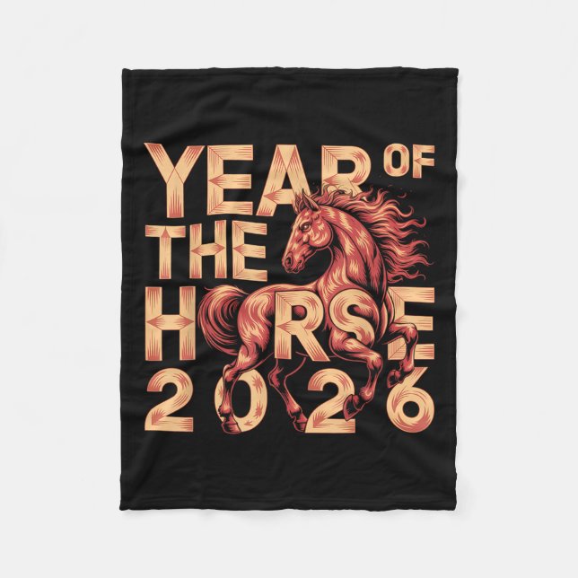 Happy Chinese New Year Of The Horse 2026 Lunar Zod Fleece Blanket (Front)