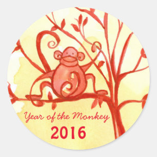 Happy Chinese New Year Of The Monkey Classic Round Sticker