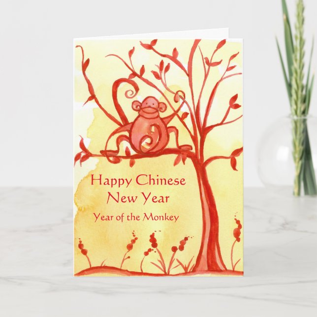 Happy Chinese New Year Of The Monkey Peace Holiday Card (Front)