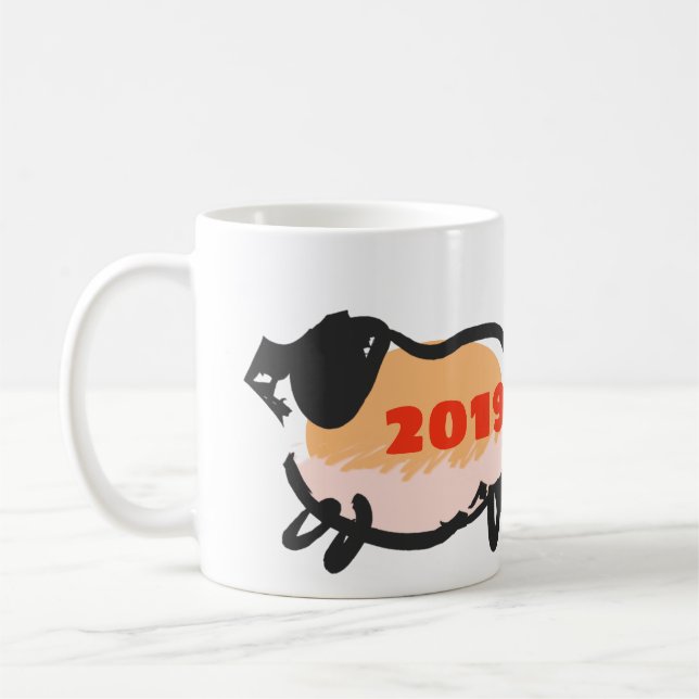 Happy Chinese New Year of The Pig 2019 White Mug (Left)