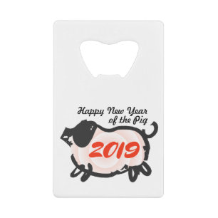 Happy Chinese New Year of The Pig Card Bottle Open