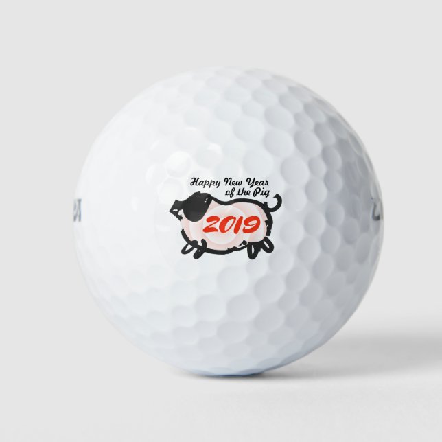 Happy Chinese New Year of The Pig Golf Ball (Front)