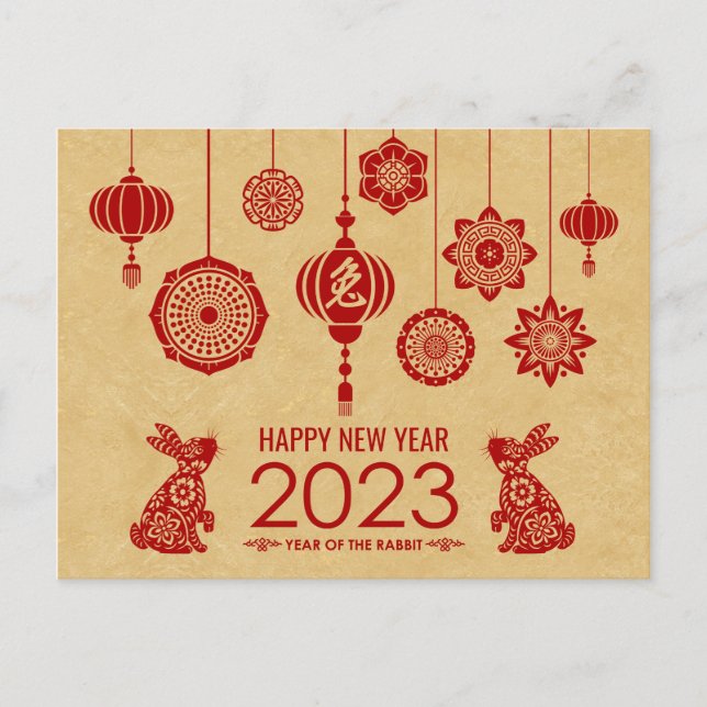Happy Chinese New Year of the Rabbit 2023 Holiday Postcard (Front)