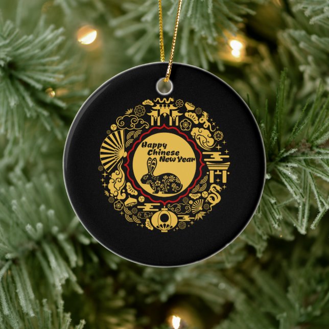 Happy Chinese New Year of the Rabbit Ceramic Tree Decoration (Tree)