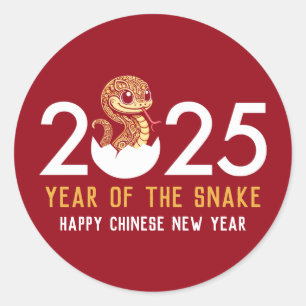 Happy Chinese New Year of the Snake 2025 Classic Round Sticker