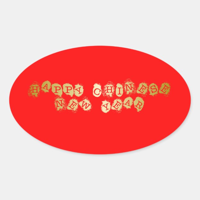 Happy Chinese New Year Oval Sticker (Front)