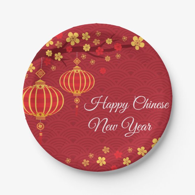 Happy Chinese New Year Paper Plate (Front)