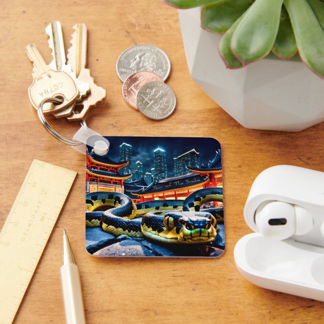 Happy Chinese New Year Snake 2025 BSqK Key Ring (Desk)