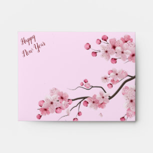 Happy Chinese New Year Spring Pink Blossom Cherry Envelope