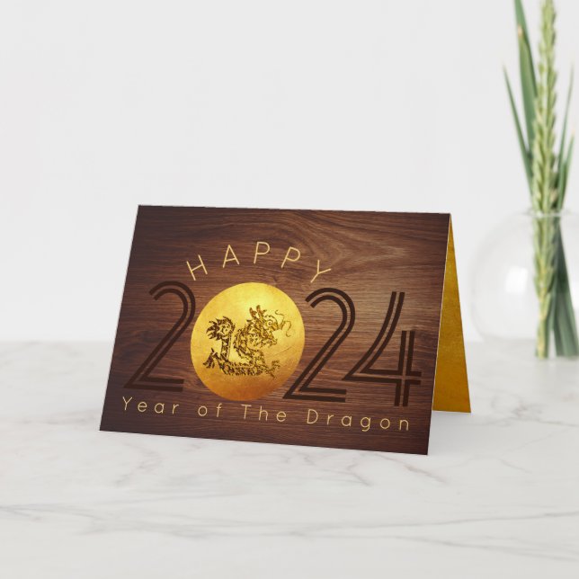 Happy Chinese New Year Wood Dragon 2024 HGC Holiday Card (Front)