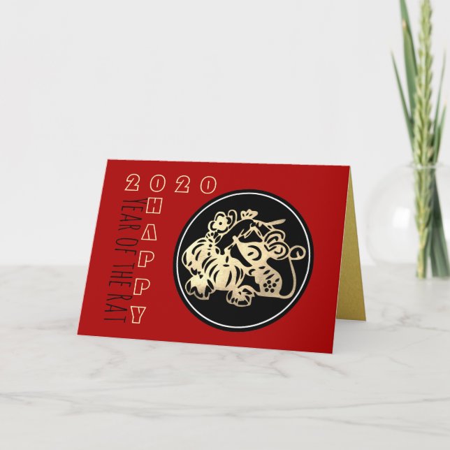 Happy Chinese Rat New Year 2020 Paper-cut 1 HGC Card (Front)