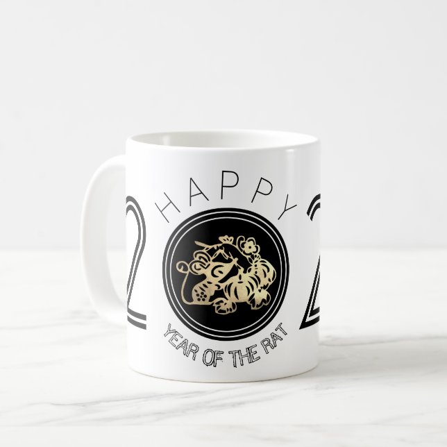 Happy Chinese Rat New Year 2020 White Mug 1 (Front Left)