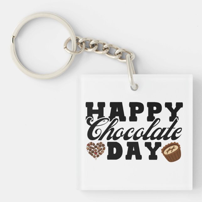 Happy Chocolate Day, Chocolate Lover's Joyful Key Ring (Front)