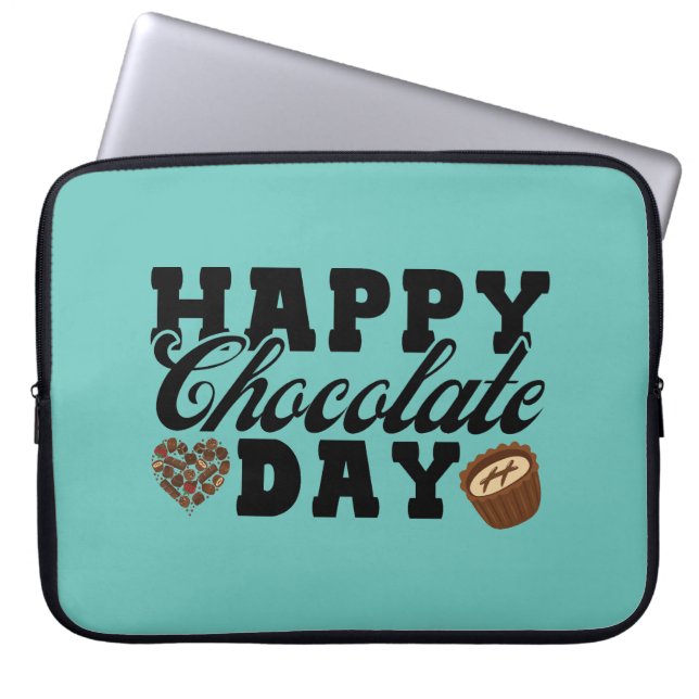 Happy Chocolate Day, Chocolate Lover's Joyful Laptop Sleeve (Front)