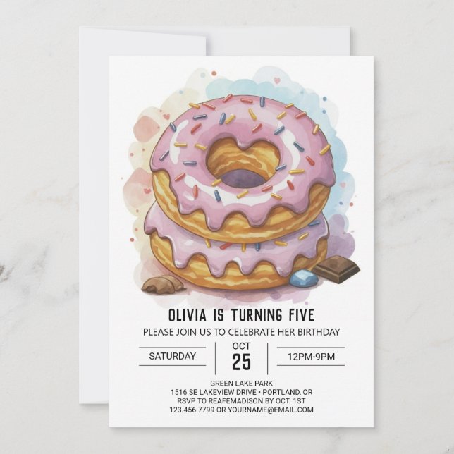Happy Chocolate Doughnuts Birthday Invitation (Front)