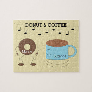 Happy Chocolate Frosted Doughnut & Coffee Mug: Jigsaw Puzzle