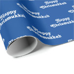 Happy Chrismukkah blue white Jewish Holiday cute Wrapping Paper<br><div class="desc">Happy Chrismukkah blue and white cute typography pattern Jewish Holiday and Christmas Chrismukkah Gift Wrapping Paper.
White text on blue background.
This wrapping paper is great for people who celebrate both Hanukkah and Christmas.</div>