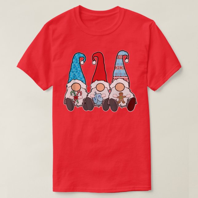 Happy Chrismukkah Christmas and Hanukkah Gnomes T- T-Shirt (Design Front)