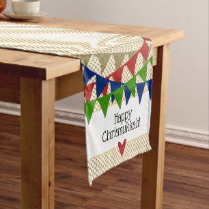 Happy Chrismukkah Christmas Hanukkah Hanukkmas Short Table Runner