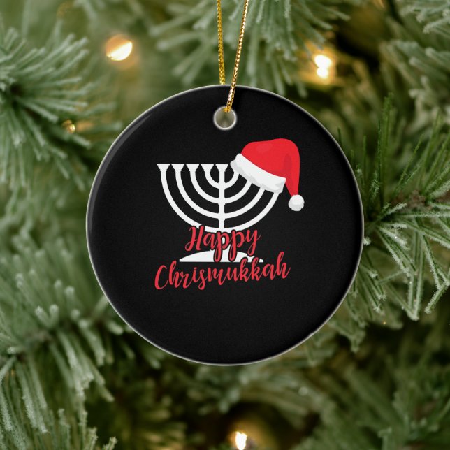 Happy Chrismukkah Funny Hanukkah and Christmas Ceramic Tree Decoration (Tree)