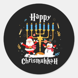 Happy Chrismukkah Funny Hanukkah Christmas Jewis Classic Round Sticker