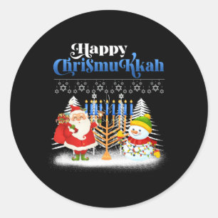 Happy Chrismukkah Funny Hanukkah Christmas Jewis Classic Round Sticker