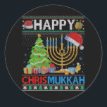 Happy Chrismukkah Funny Jewish Christmas Hanukkah Classic Round Sticker<br><div class="desc">Happy Chrismukkah Funny Jewish Christmas Hanukkah</div>