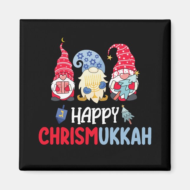 Happy Chrismukkah Gnomes Hanukkah Merry Christmas  Magnet (Front)