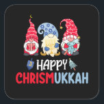 Happy Chrismukkah Gnomes Hanukkah Merry Christmas  Square Sticker<br><div class="desc">Happy Chrismukkah Gnomes Hanukkah Merry Christmas Pyjamas</div>