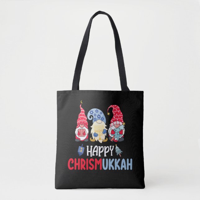 Happy Chrismukkah Gnomes Hanukkah Merry Christmas  Tote Bag (Front)