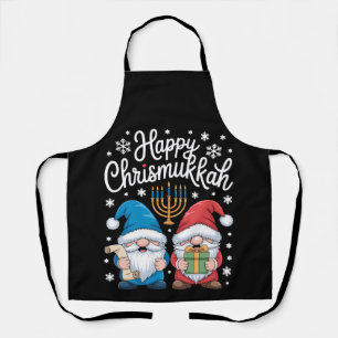 Happy Chrismukkah Gnomes Menorah Hanukkah Xmas Apron