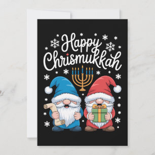 Happy Chrismukkah Gnomes Menorah Hanukkah Xmas Invitation