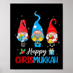 Happy Chrismukkah Gnomes Merry Christmas And Happy Poster