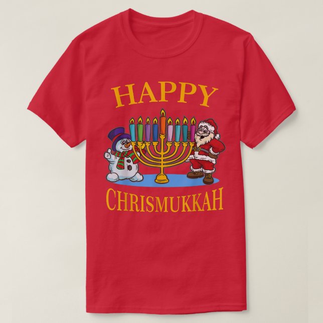 Happy Chrismukkah - Hanukkah Christmas Celebration T-Shirt (Design Front)