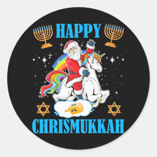 Happy Chrismukkah Hanukkah Christmas Jewish Classic Round Sticker