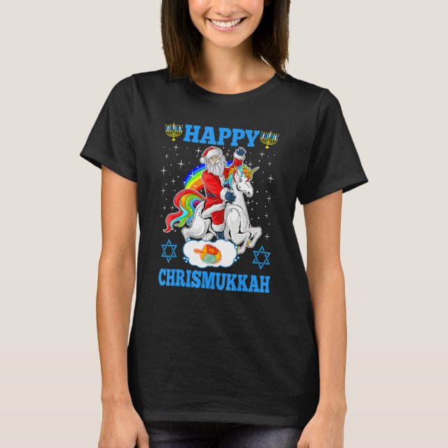 Happy Chrismukkah Hanukkah Christmas Jewish Unicor T-Shirt (Front)
