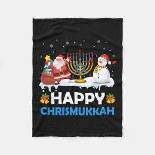 Happy Chrismukkah Hanukkah Fun Merry Christmas Jew Fleece Blanket