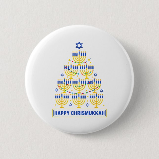 Happy Chrismukkah Hanukkah Light Tree Jewish Holid 6 Cm Round Badge (Front)