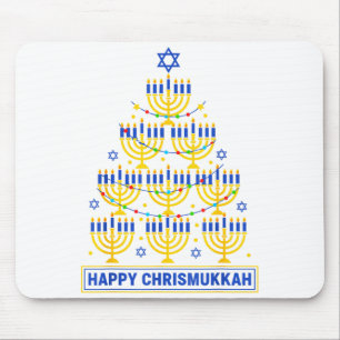 Happy Chrismukkah Hanukkah Light Tree Jewish Holid Mouse Mat