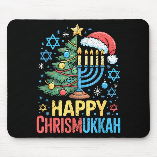 Happy Chrismukkah Holiday Christmas And Hanukkah S Mouse Mat (Front)