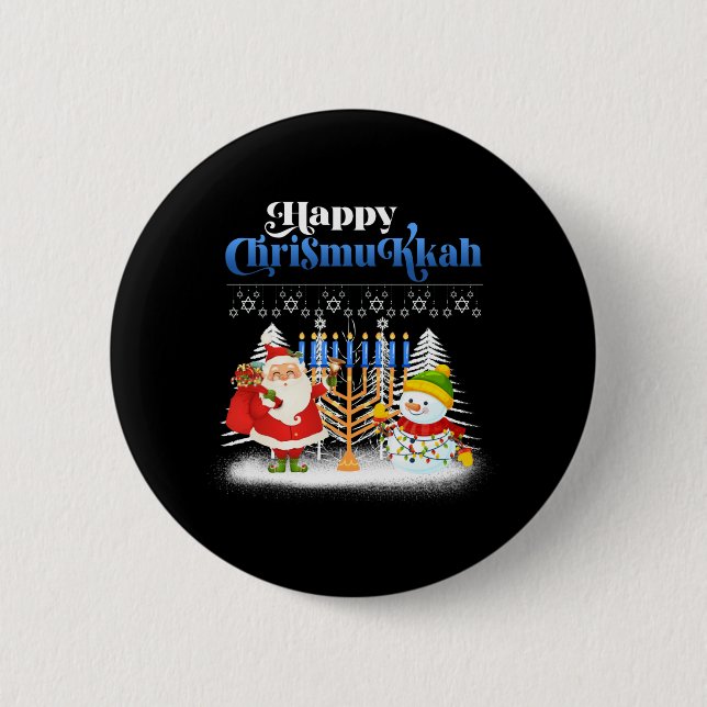 Happy Chrismukkah Jewish Christmas Hanukkah 6 Cm Round Badge (Front)